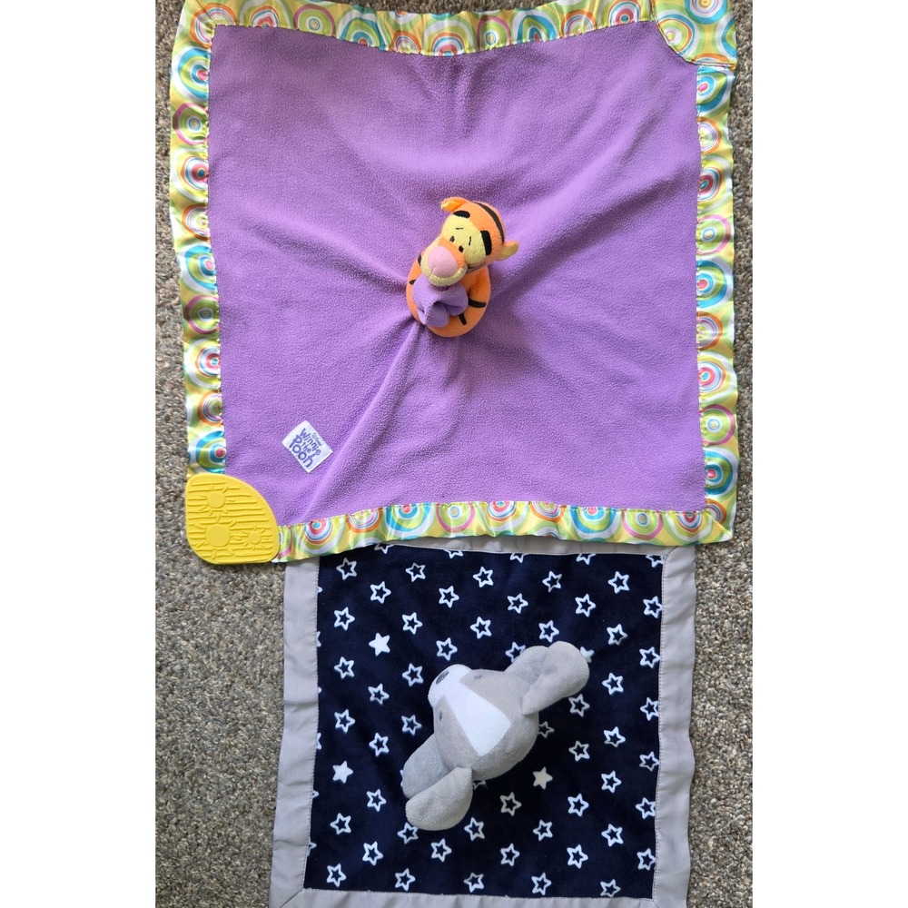 Disney Winnie the Pooh Tigger & Carters Puppy Dog Security Blanket Lovey Set 2pc